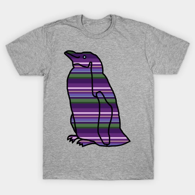 Lavender Stripes Penguin T-Shirt by ellenhenryart